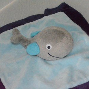 Blue Whale Baby Blanket Lovey Plush Cuddle Toy